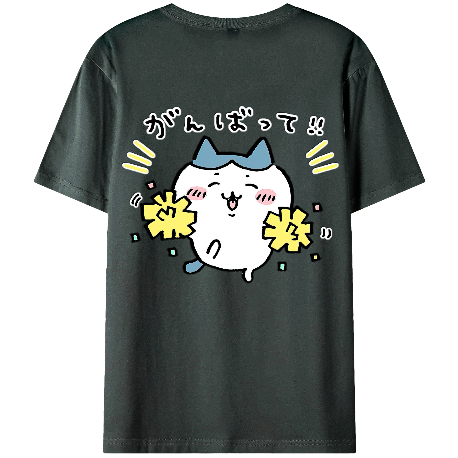 （画像用） ちいかわ ハチワレ Chii-kawa hachiware 綿100％ メンズ半袖Tシャツ（バックプリント） 通気性